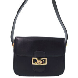 Celine black leather shoulder bag horse carriage emblem